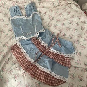 Lolita Two Piece Plaid Skirt and Corset Barbie Set